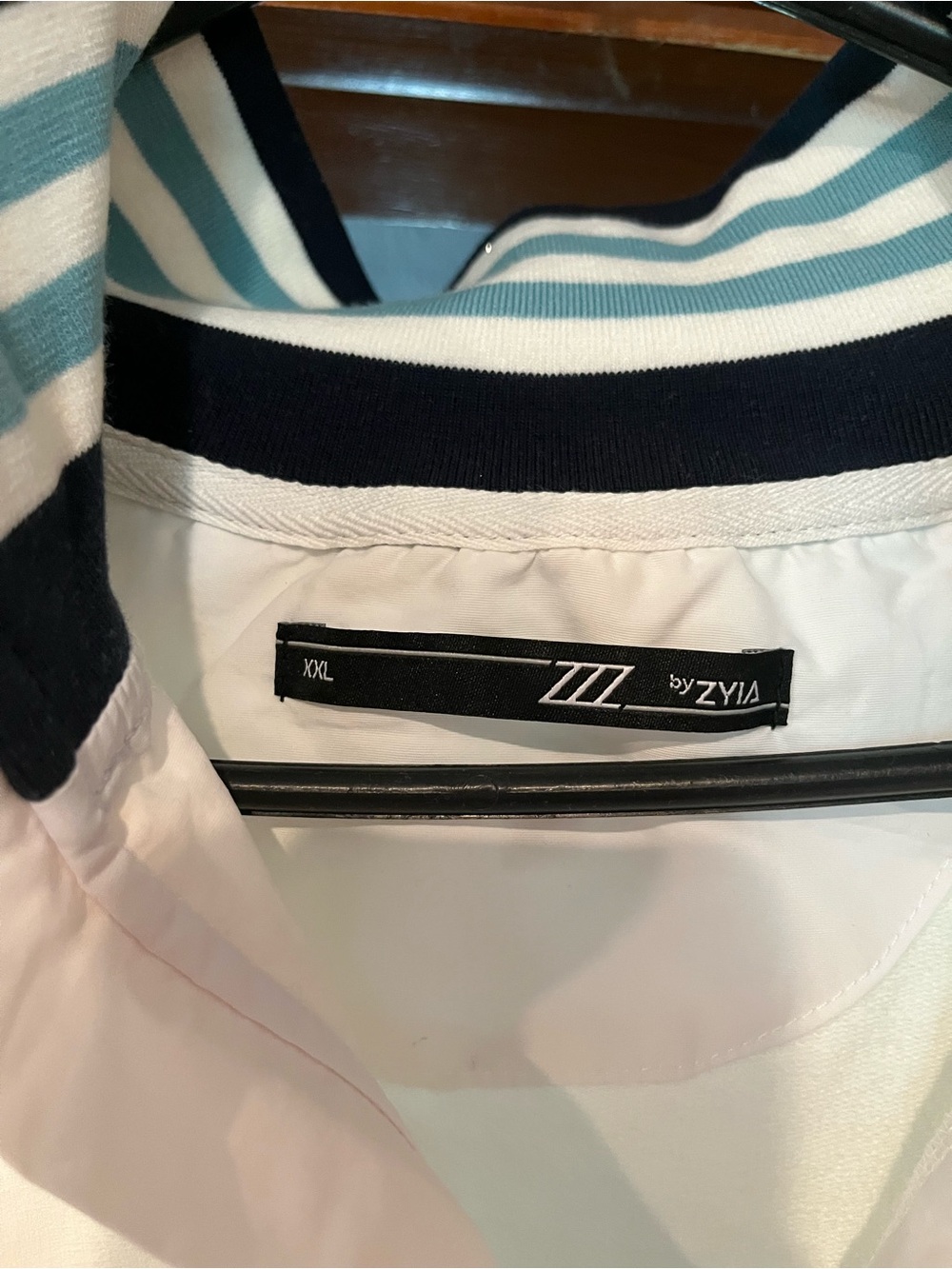 Unisex Cream Half-Zip Shirt with Navy-Trim Stand Collar - Picture 2 of 10